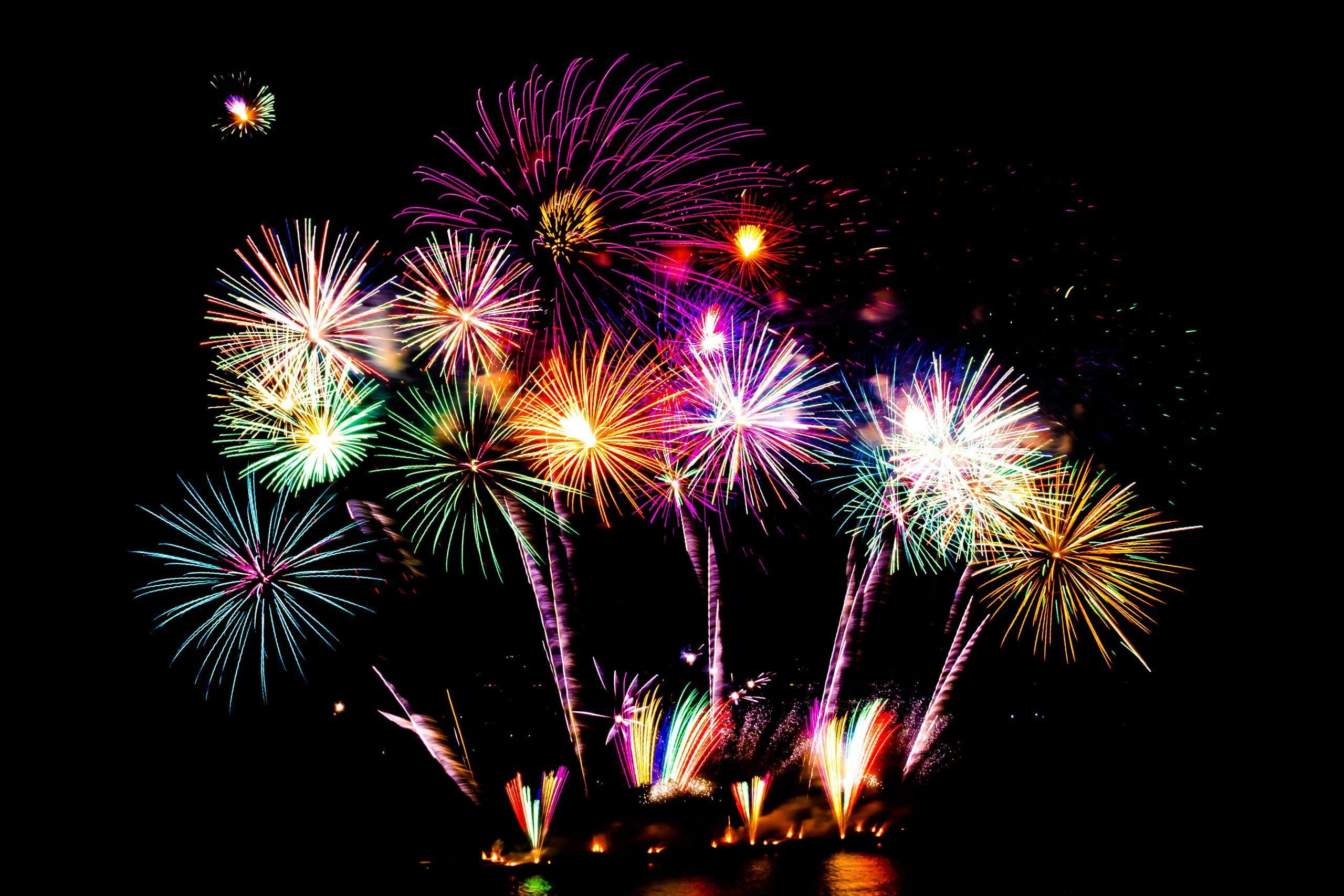 Beautiful fireworks display on black sky