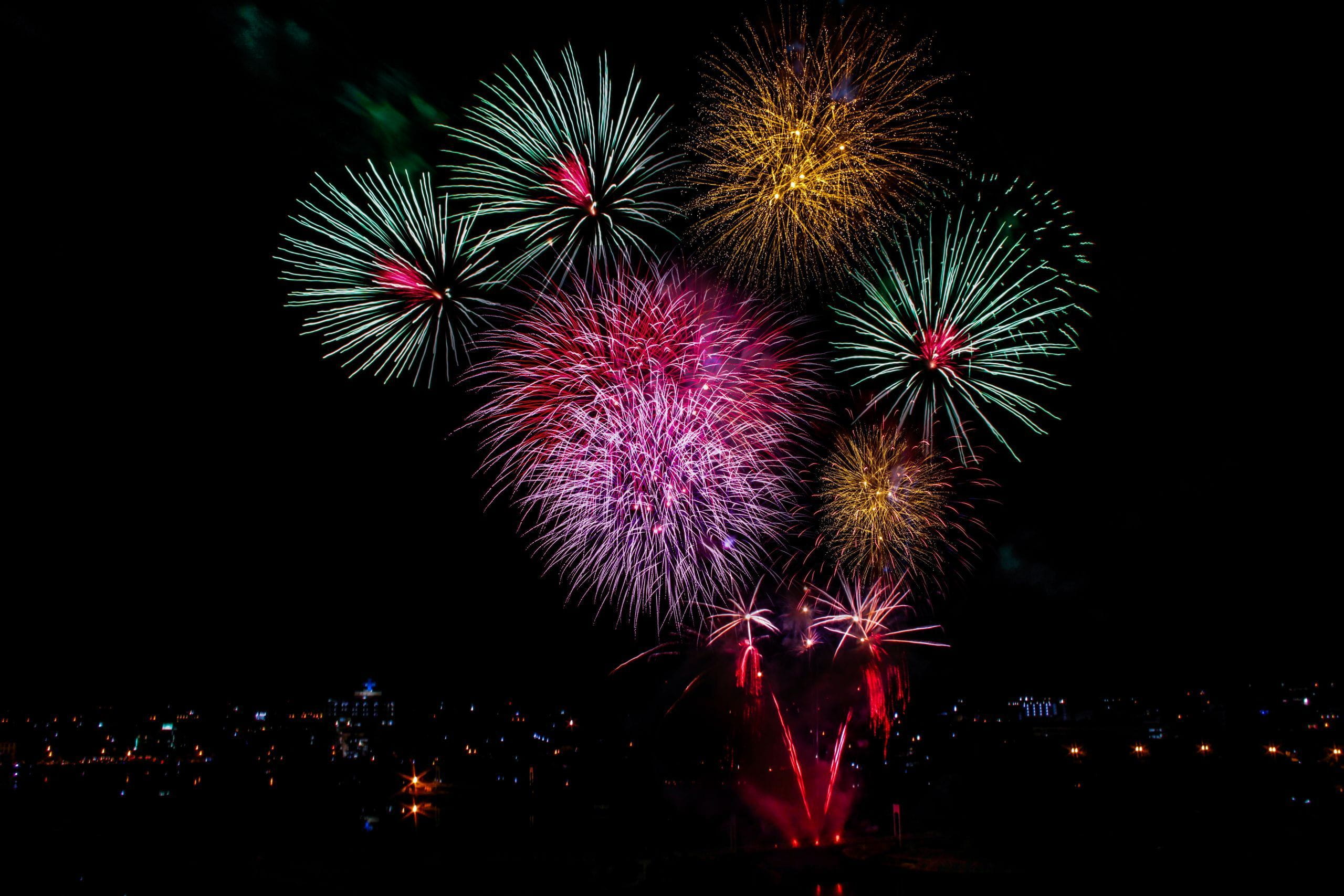 Beautiful,Firework,From,Water,Display,For,Celebration,In,Thailand.